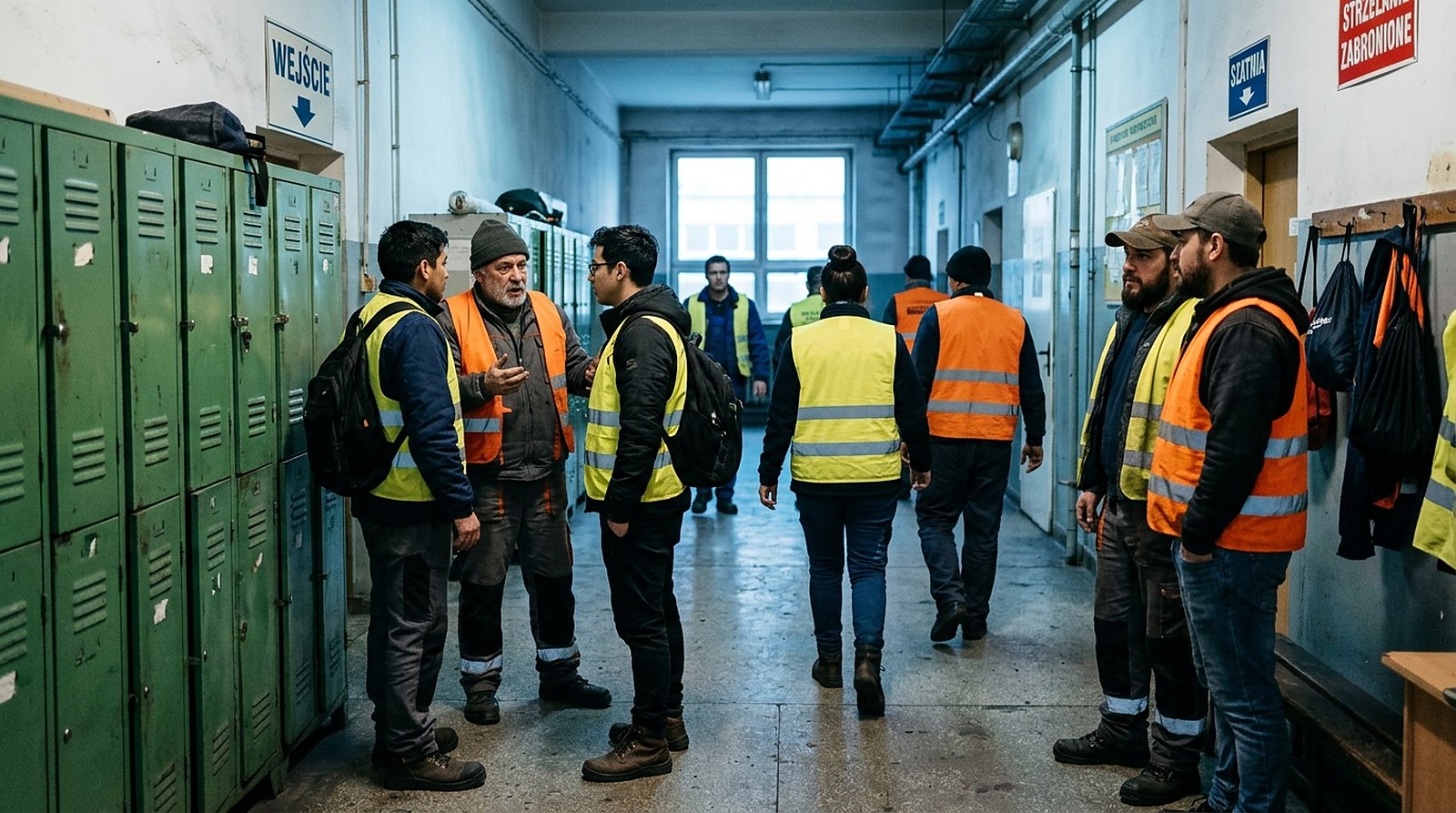 Poranna zmiana wchodzi na halę produkcyjną